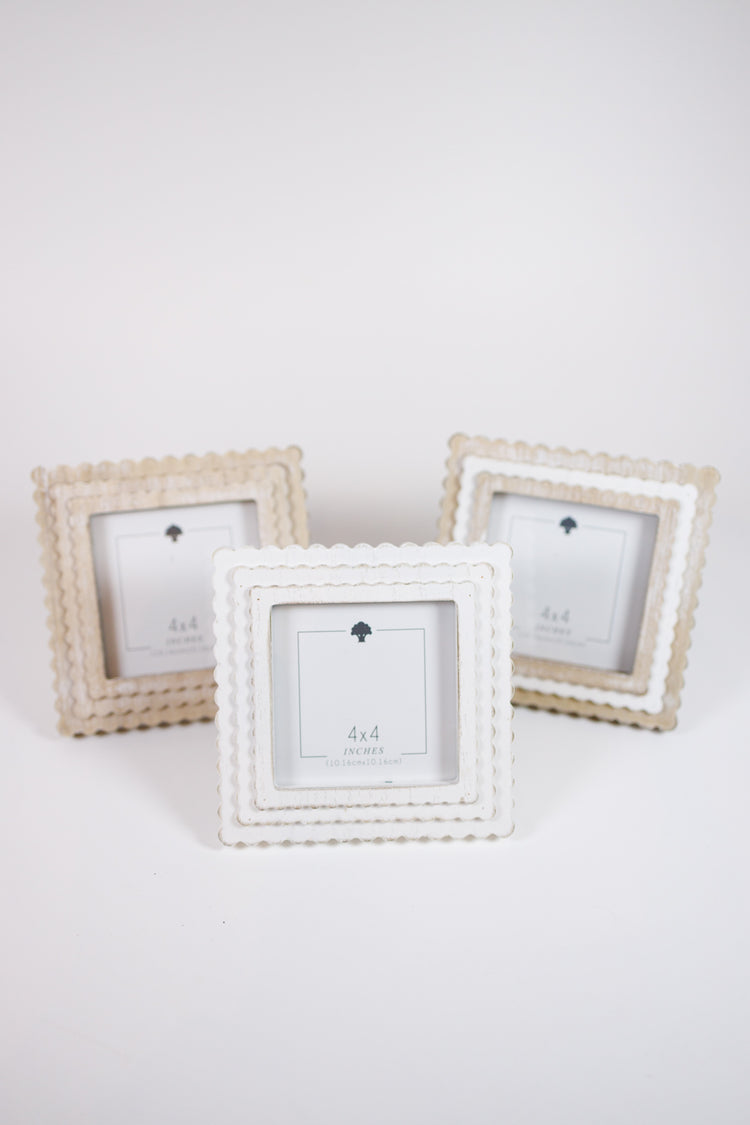 3 Tiered Wood Scallop Frame-4x4 Inch Pic, VARIOUS