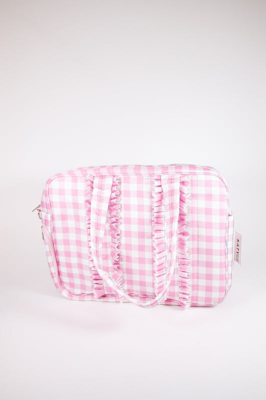 Light Pink Checkered Women's Duffle Bag