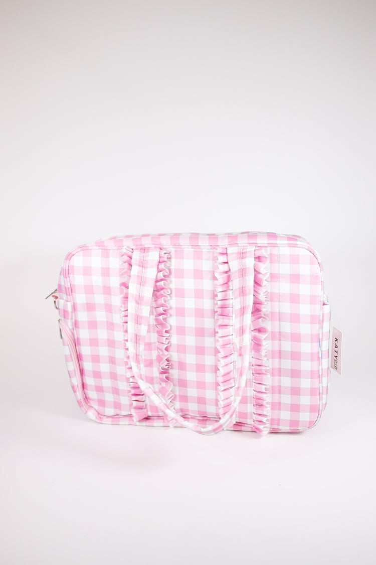 Light Pink Checkered Women's Duffle Bag