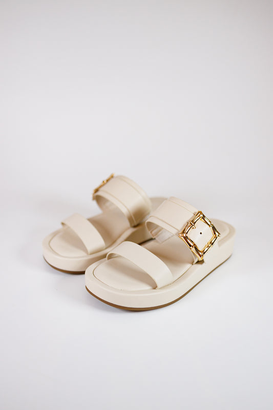Ivory Platform Double Strap Sandal