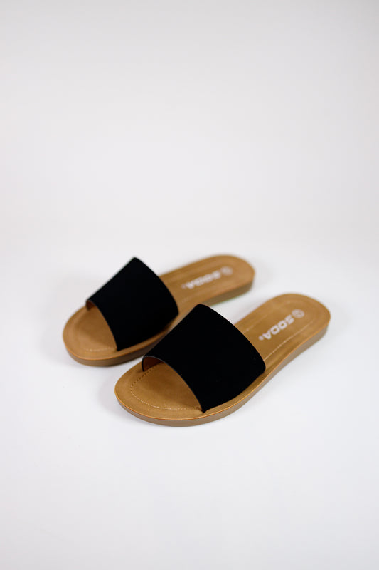 Black Strap Slide on Sandals