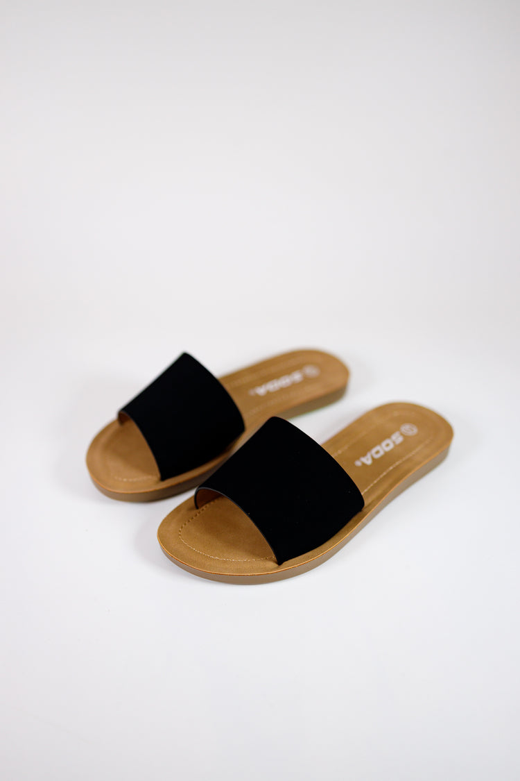 Black Strap Slide on Sandals
