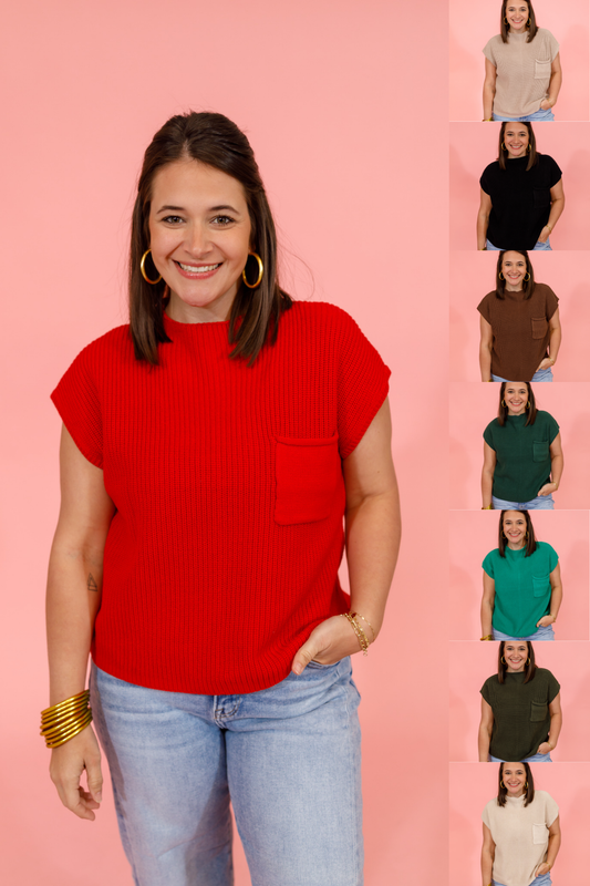 Mock Neck SS Sweater, VARIOUS