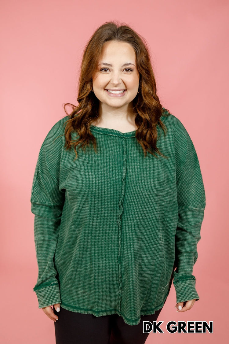 Oversized Waffle LS Top, VARIOUS, S-3XL