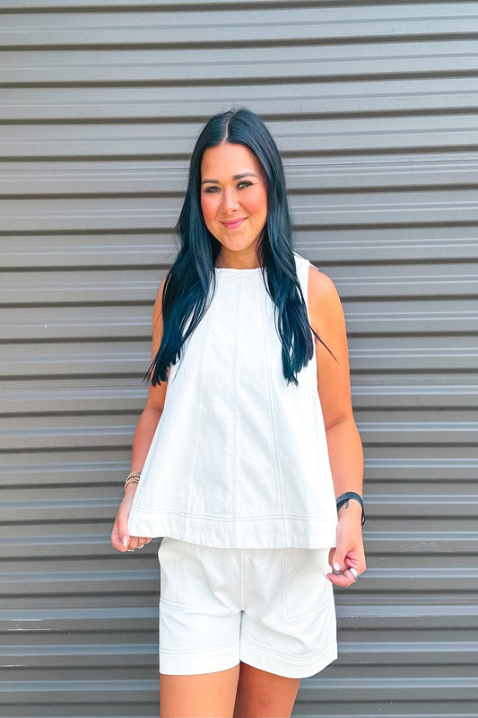 White Denim Shorts Set Jaxe + Grace Boutique