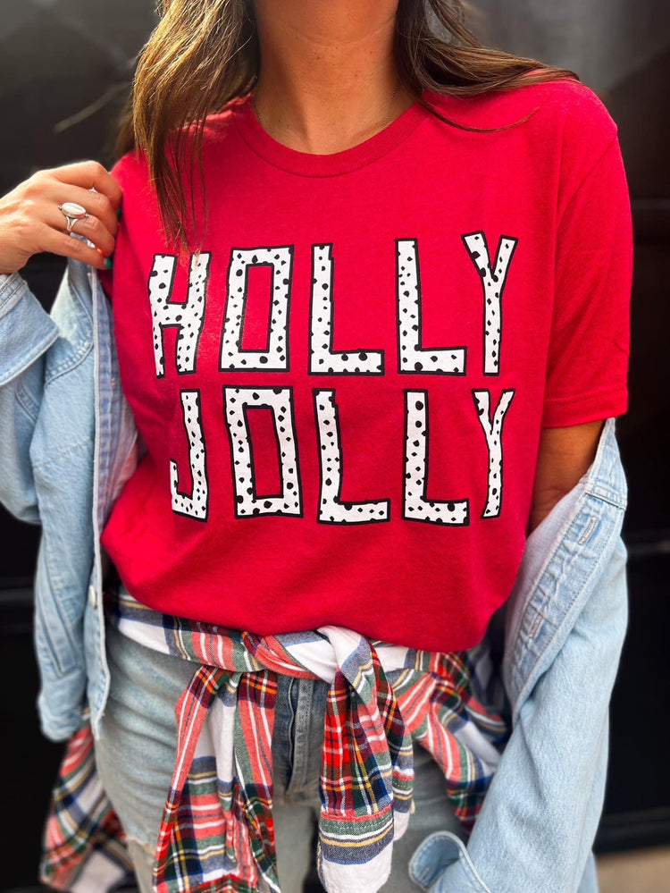 Red "Holly Jolly" Graphic Tee, S-3XL