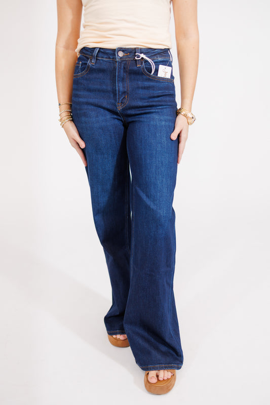 V Super High Rise Dark Wash Wide Leg Jeans