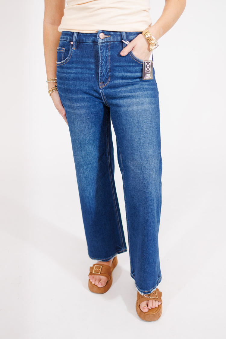 Risen Tummy Control Cropped Wide Leg Jeans