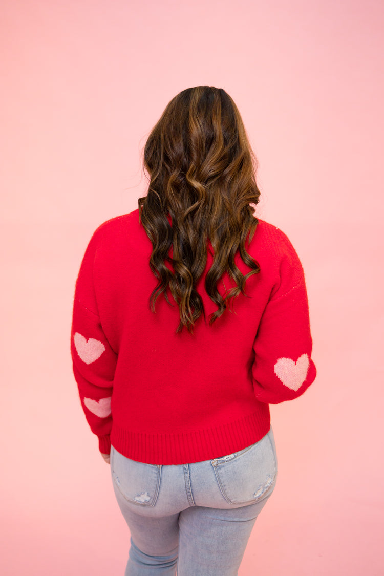 Red Pink Heart Sweater