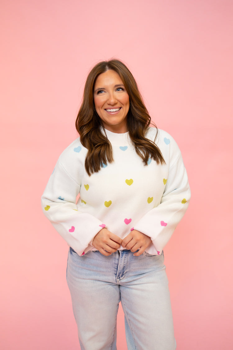 Multicolor Heart Sweater