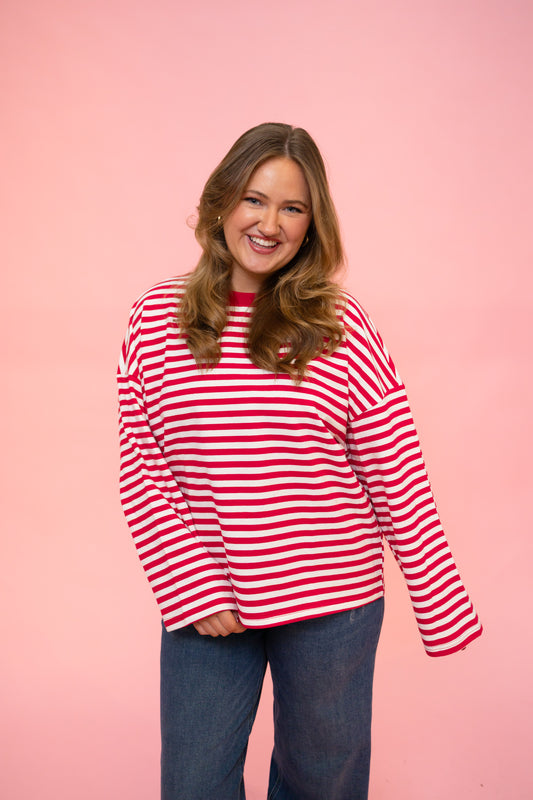 Red Striped Boxy Top