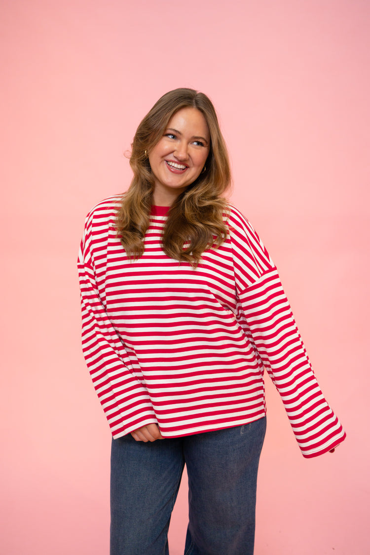 Red Striped Boxy Top
