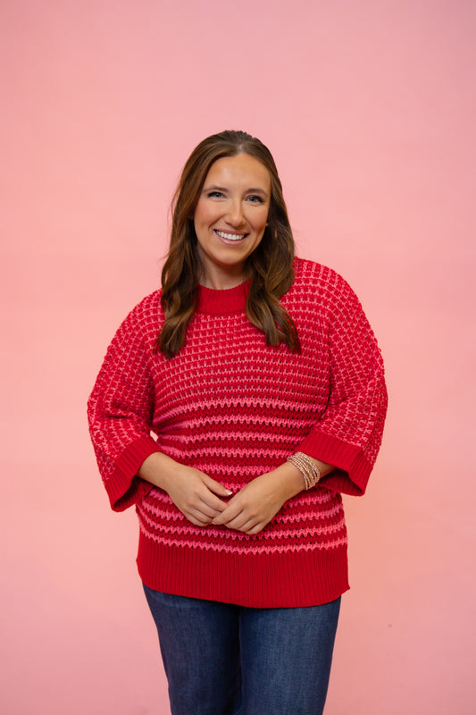 Pink and Red Knit Top