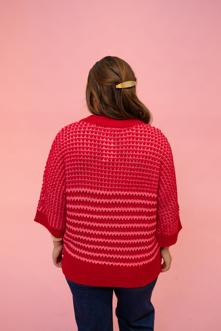 Pink and Red Knit Top