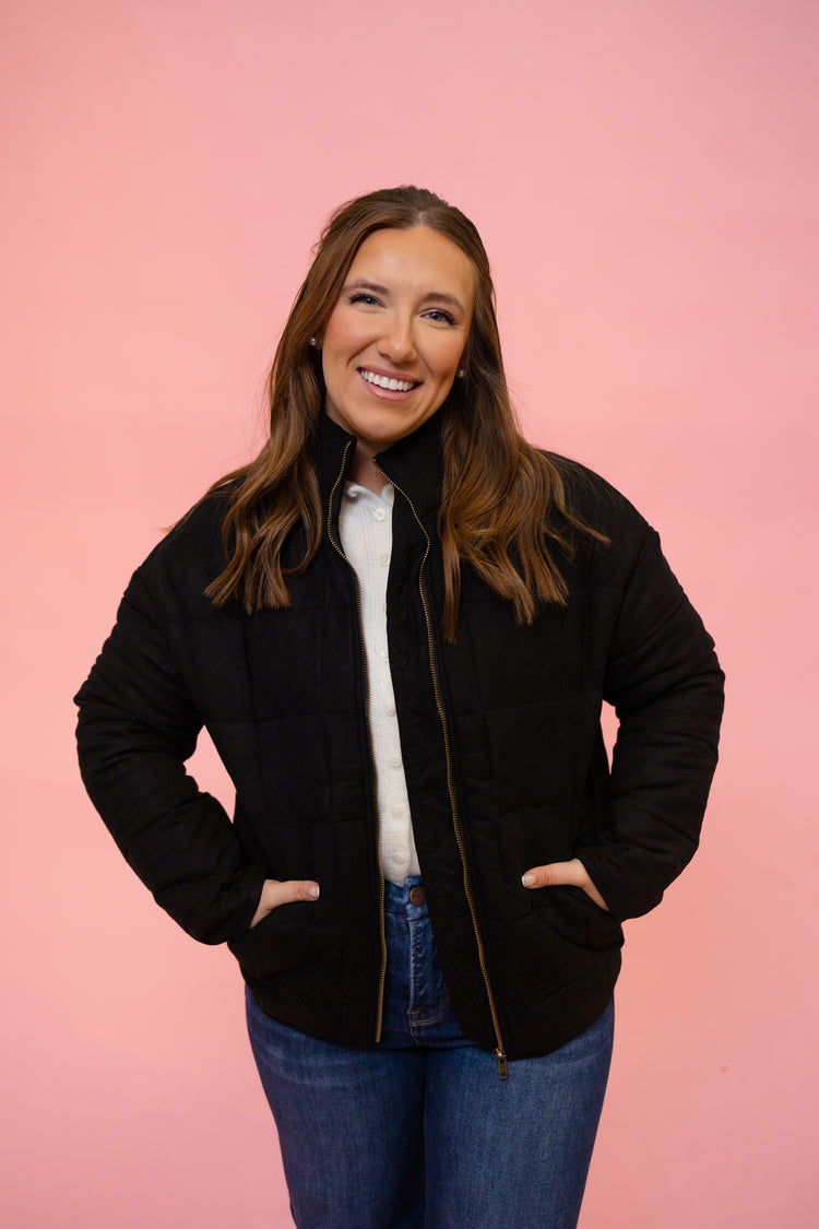 Black Square Quilted Jacket