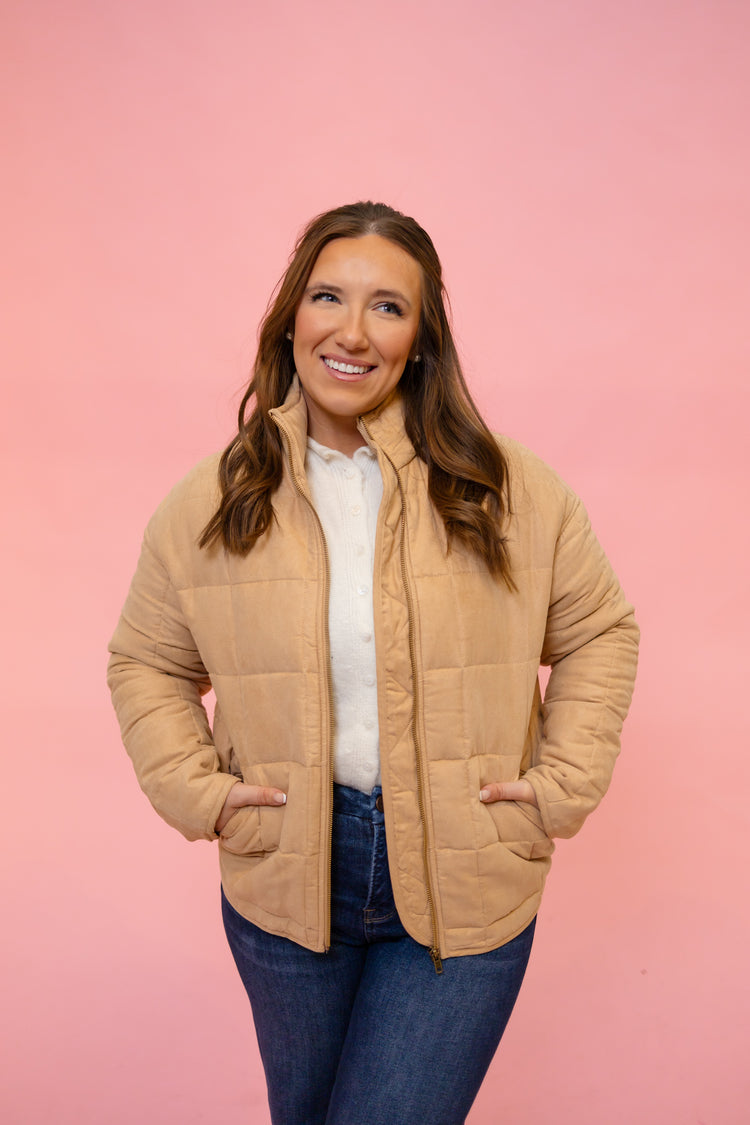 Khaki Square Quilted Jacket