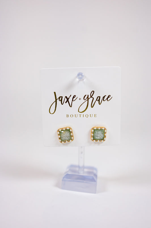 Emerald CZ Stud Earrings