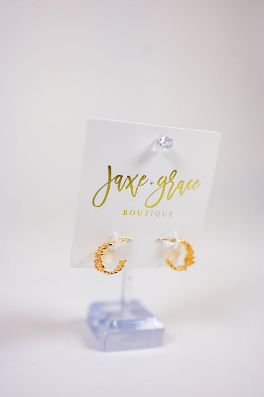 CZ Leaf Stud Earrings