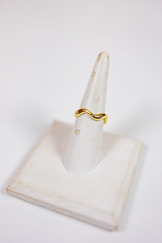 Wavy Gemstone Adjustable Ring