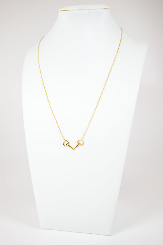 Double Horsebit Link V Shape Necklace