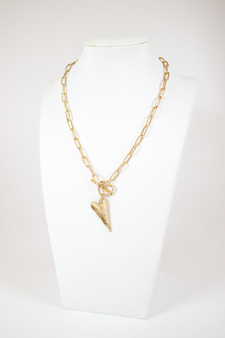 Hammered Heart Toggle Necklace