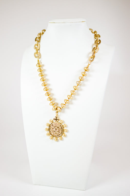 Dotted Coin Pendant Necklace