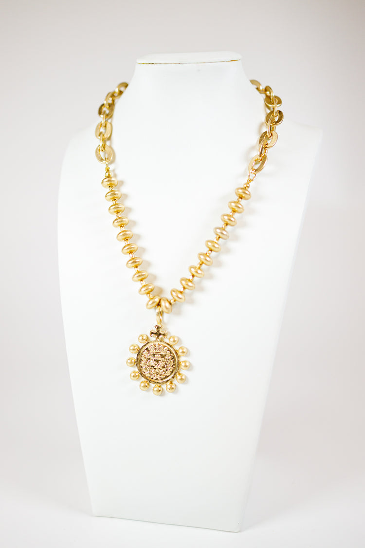 Dotted Coin Pendant Necklace