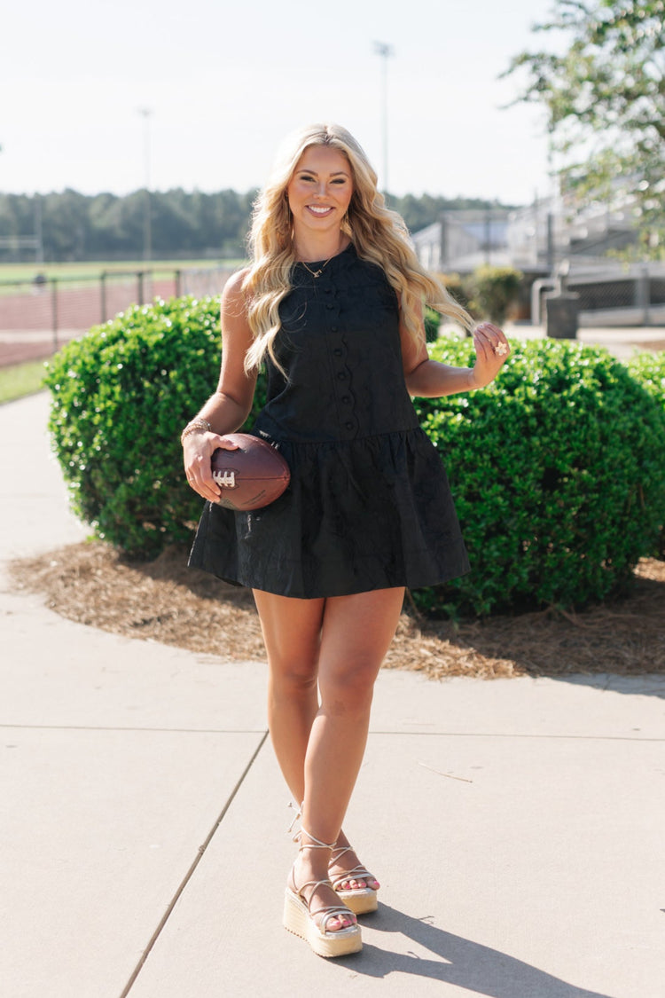 Black Floral Texture Dress