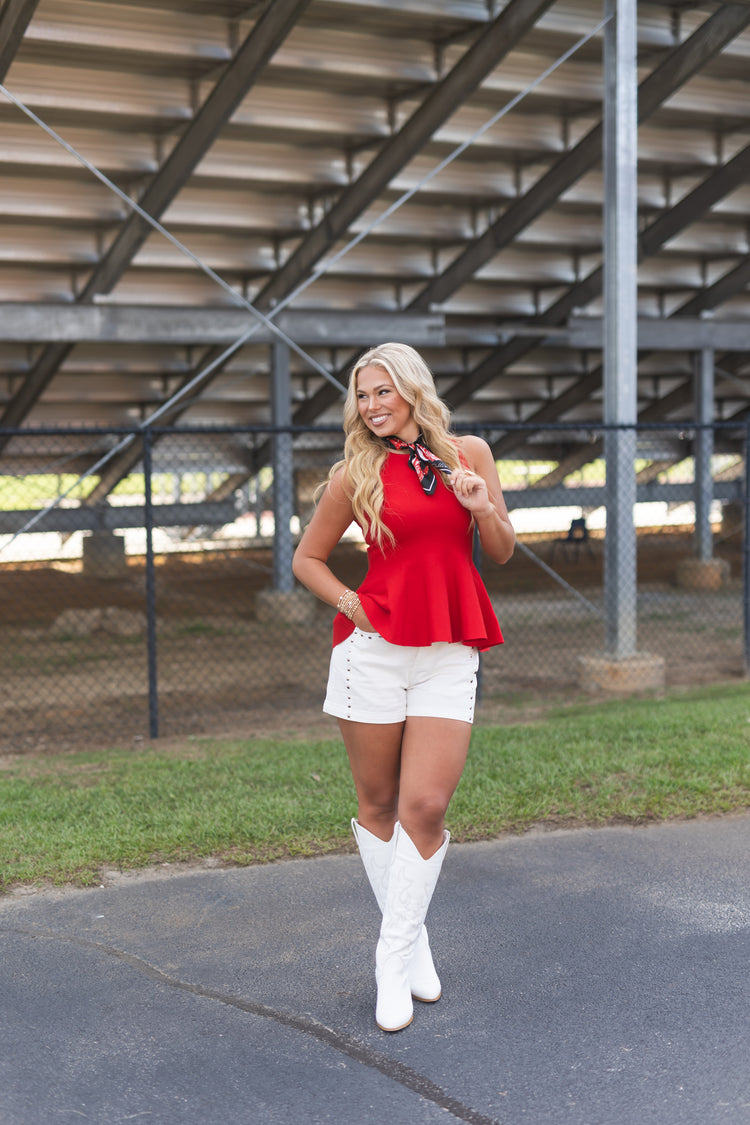 White Studded Shorts