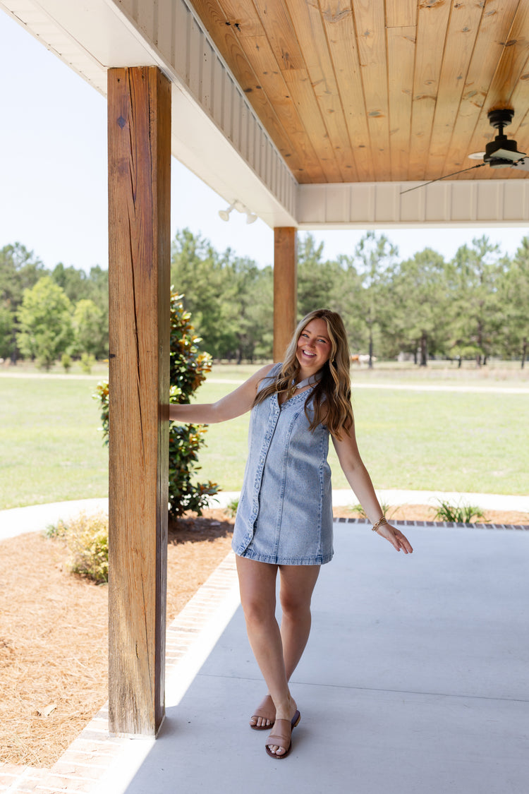 Denim Sleeveless Button Dress