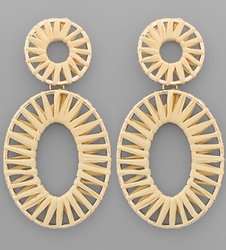 Raffia Oval Earrings, VARIOUS