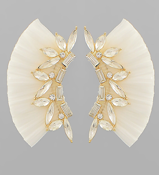 Glass & Raffia Wing Shape Earrings, VARIOUS
