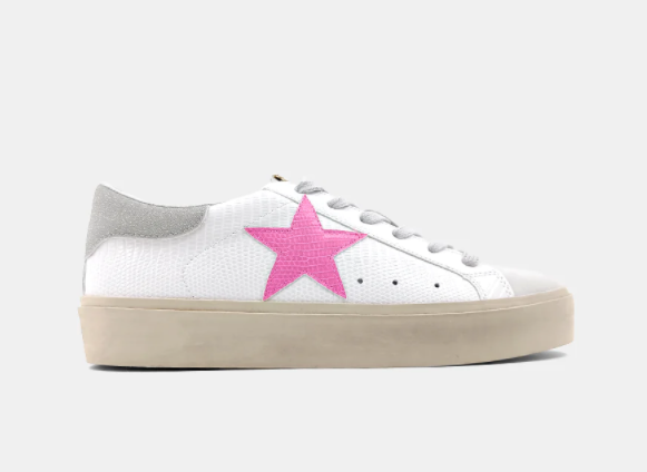 Reba Bone Lizard Pink Star Sneaker