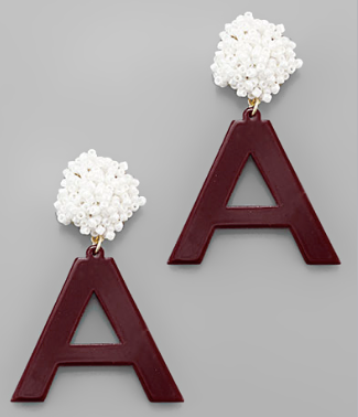 Alabama "A" Earrings