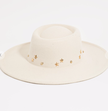 Ivory Star Studded Brim Hat