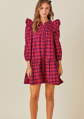 Red and Navy Plaid Dress