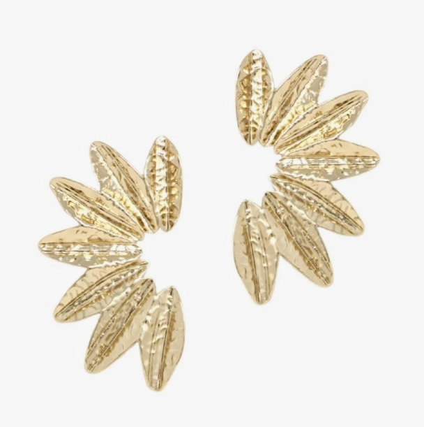 Textured Gold Wing Earring