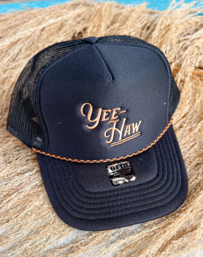 Black "Yee-Haw" Foam Trucker Hat
