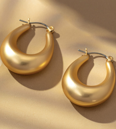 Gold Puffy Hoop Earrings
