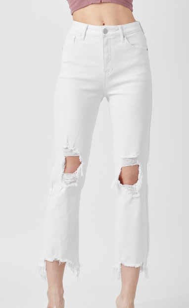 Risen White Cropped Jeans