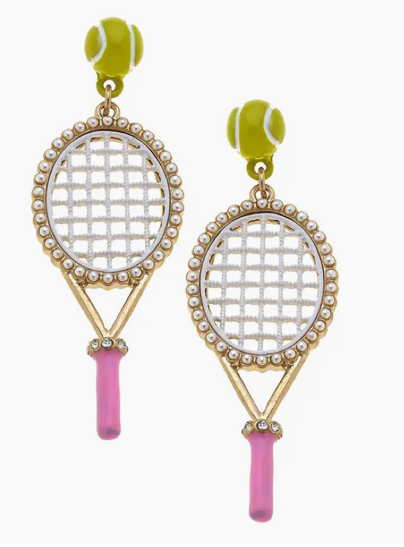 Enamel Tennis Raquet Earrings
