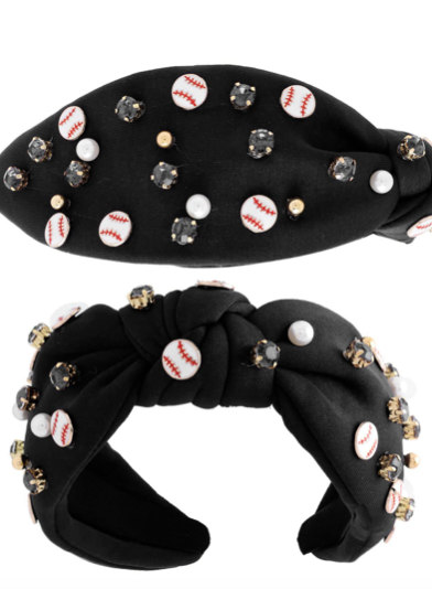 Black Baseball Studded Headband