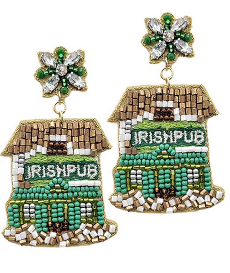 Irish Pub Beaded Earrings