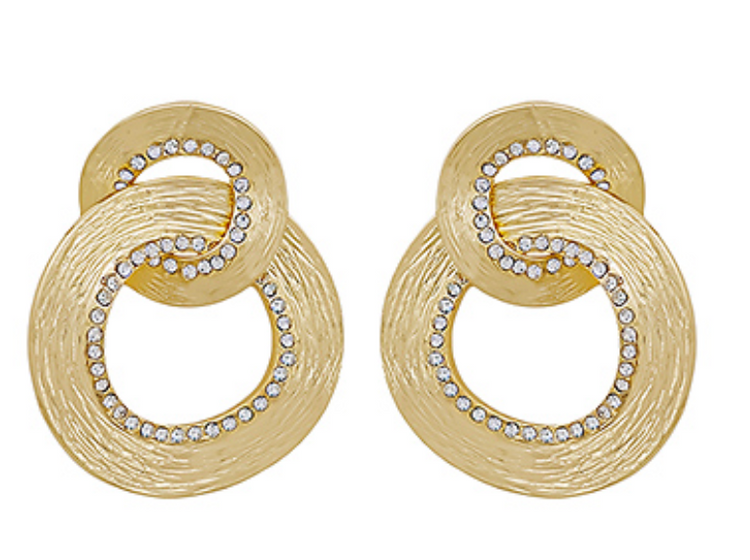 Pave & Linked Double Texture Earrings, VARIOUS