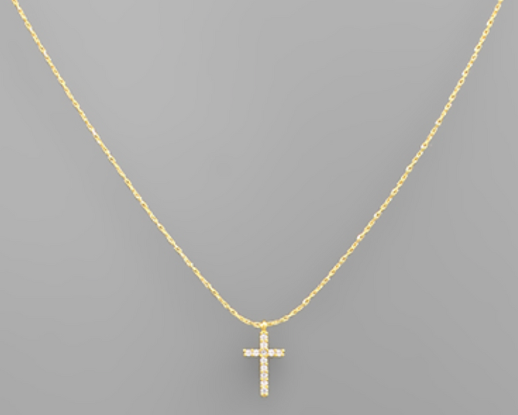 Cross Charm Brass Necklace, VARIOUS