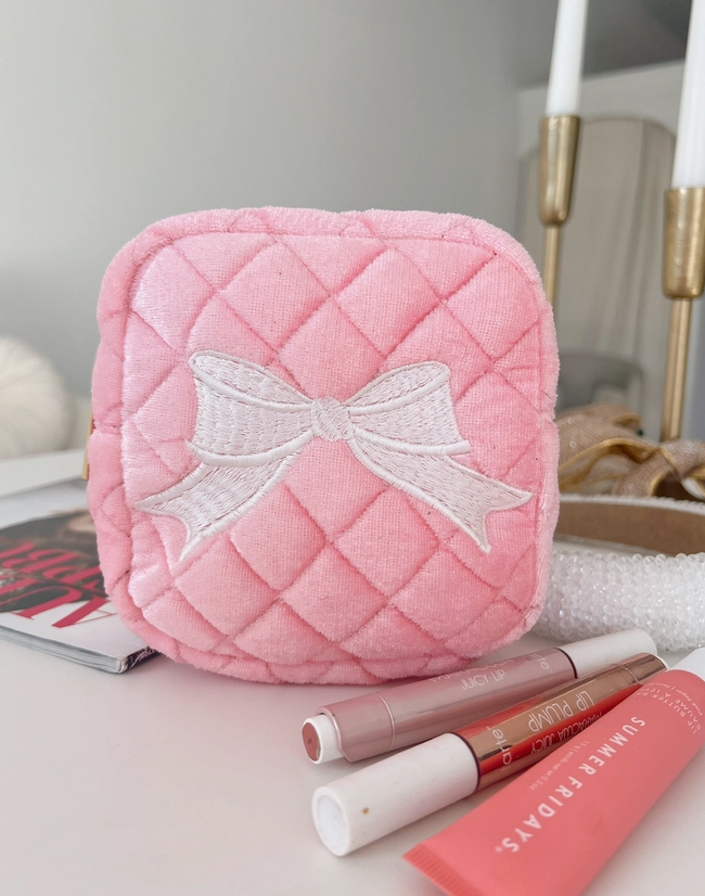 Mini Pink Bow Cosmetic Bag