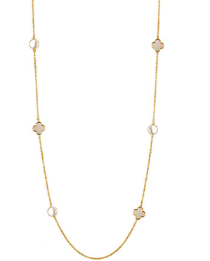 Pearl & Shell Clover Station Necklace