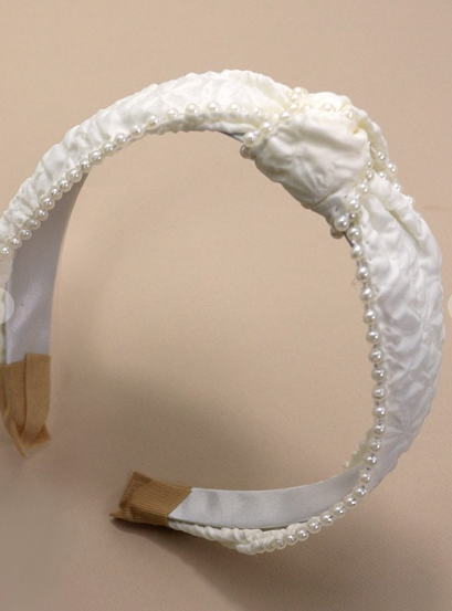 White Pearl Knot Headband
