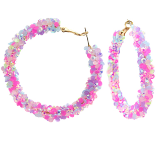 Multi Glitter Beads Hoops