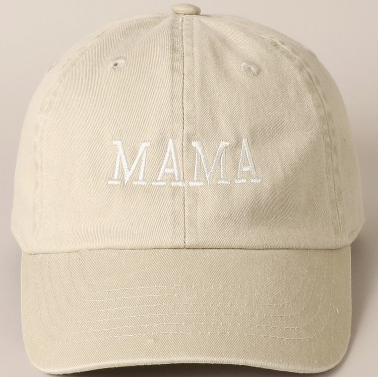 Tan "Mama" Embroidered Hat